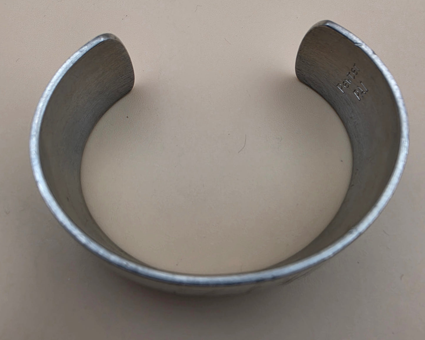 Pewter PAI Monogrammed "T.S.H" 1980's Vintage 7" Bracelet