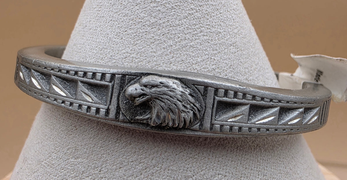 SISK Pewter Hand Carved American Eagle 6" Bracelet