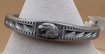 SISK Pewter Hand Carved American Eagle 6" Bracelet
