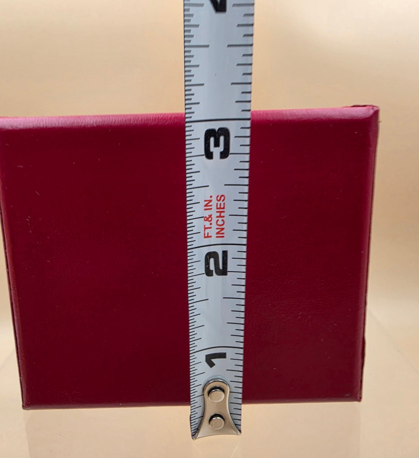 Red Leatherette/Gold Star Embellished 3.5" x 3" Ring Holder/Storage Box