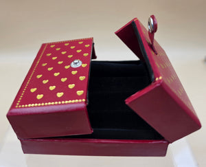 Red Leatherette/Gold Star Embellished 3.5" x 3" Ring Holder/Storage Box
