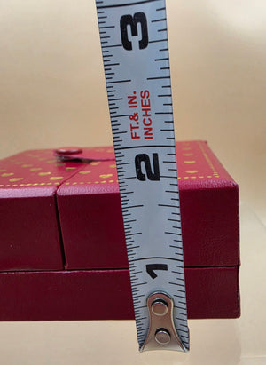 Red Leatherette/Gold Star Embellished 3.5" x 3" Ring Holder/Storage Box