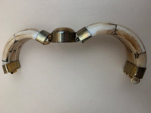 Antiqued White Water Buffalo Bone/Tigers Eye 7" Cuff Bracelet