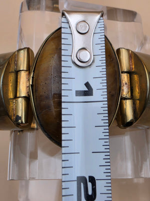 Antiqued White Water Buffalo Bone/Tigers Eye 7" Cuff Bracelet