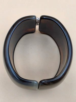 Brown and Black Lucite 7.25" Vintage Clamper Bracelet