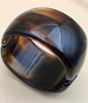 Brown and Black Lucite 7.25" Vintage Clamper Bracelet