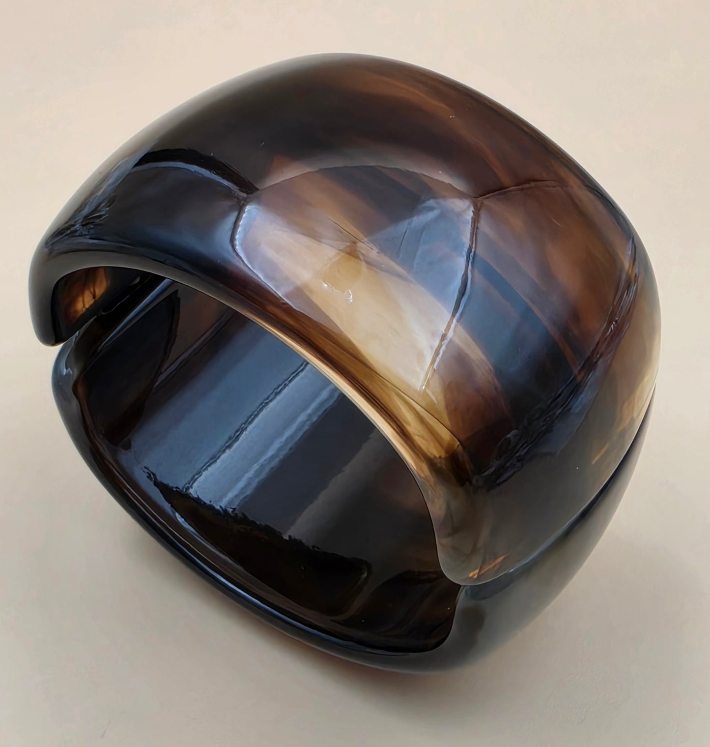 Brown and Black Lucite 7.25" Vintage Clamper Bracelet