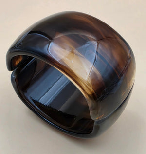 Brown and Black Lucite 7.25" Vintage Clamper Bracelet