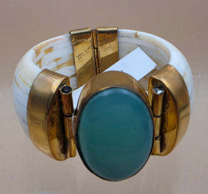 White Water Buffalo/Brass/Onyx Cuff Bracelet