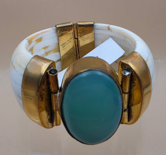 White Water Buffalo/Brass/Onyx Cuff Bracelet