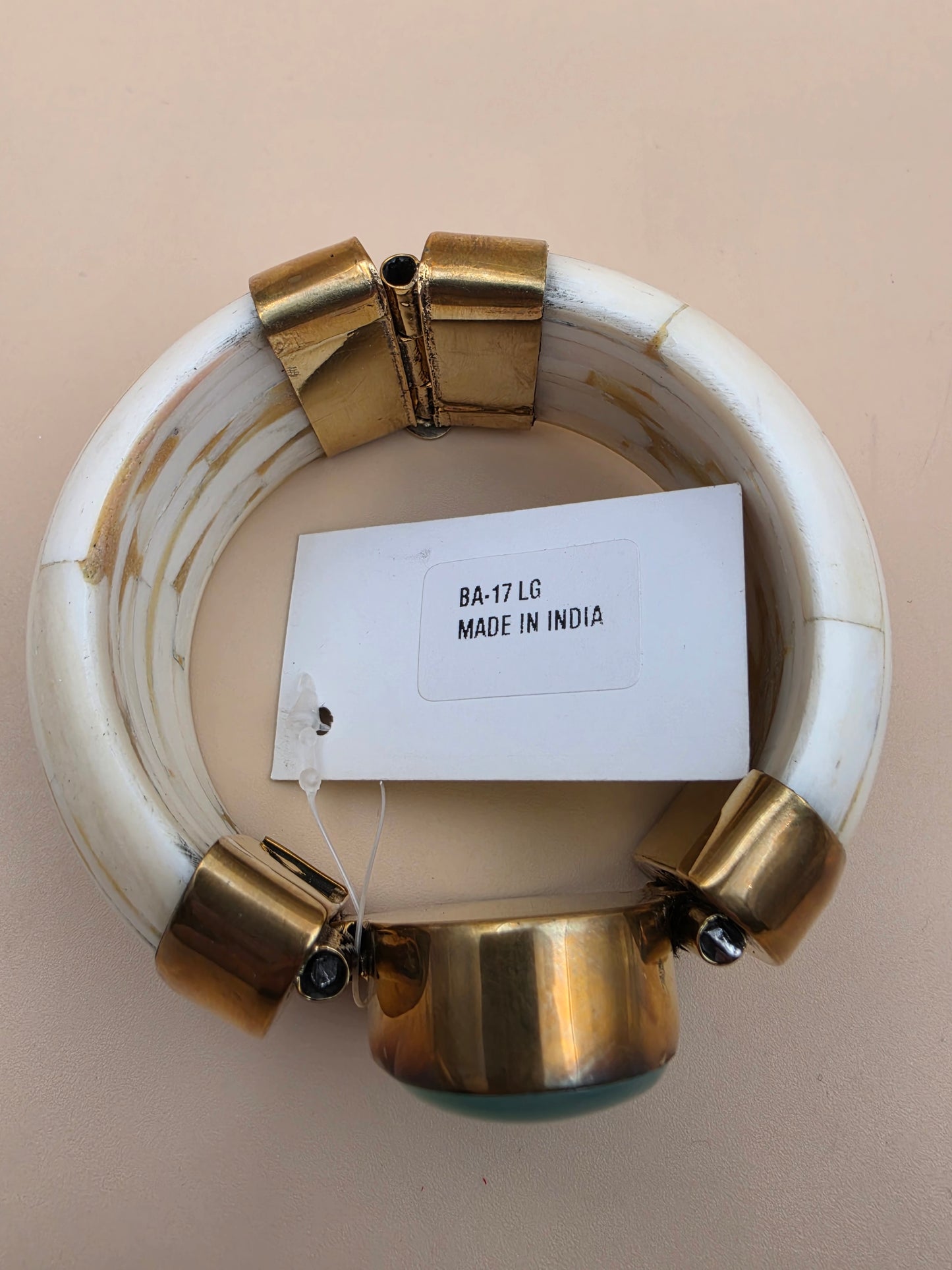White Water Buffalo/Brass/Onyx Cuff Bracelet