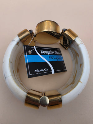 White Water Buffalo/Brass/Onyx Cuff Bracelet