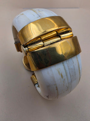 White Water Buffalo/Brass/Onyx Cuff Bracelet