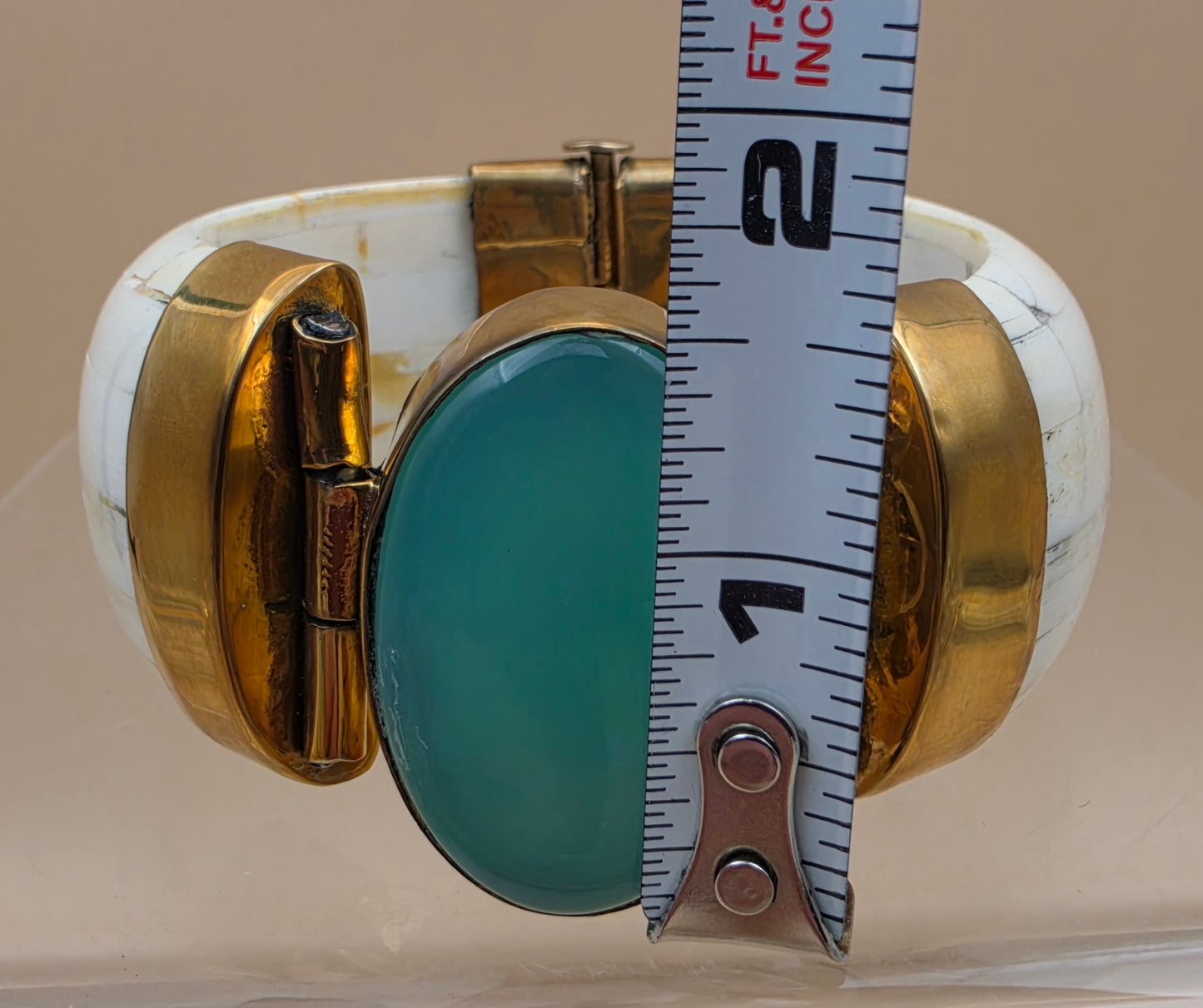 White Water Buffalo/Brass/Onyx Cuff Bracelet