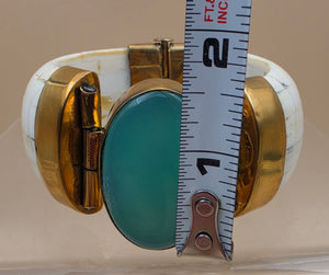 White Water Buffalo/Brass/Onyx Cuff Bracelet