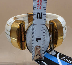 White Water Buffalo Bone/Brass/Quartz Cuff Bracelet
