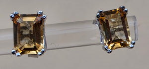 Yellow Citrine/Sterling Silver Signed/7mm x 5mm Earrings
