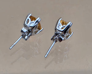 Yellow Citrine/Sterling Silver Signed/7mm x 5mm Earrings