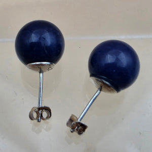 Blue Lapis/Sterling Silver 10mm Stud Earrings