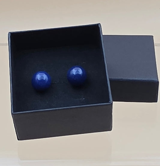 Blue Lapis/Sterling Silver 10mm Stud Earrings