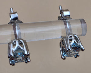 QVC Blue Topaz/Sterling Silver 5mm x 6mm Rectangle Stud Earrings