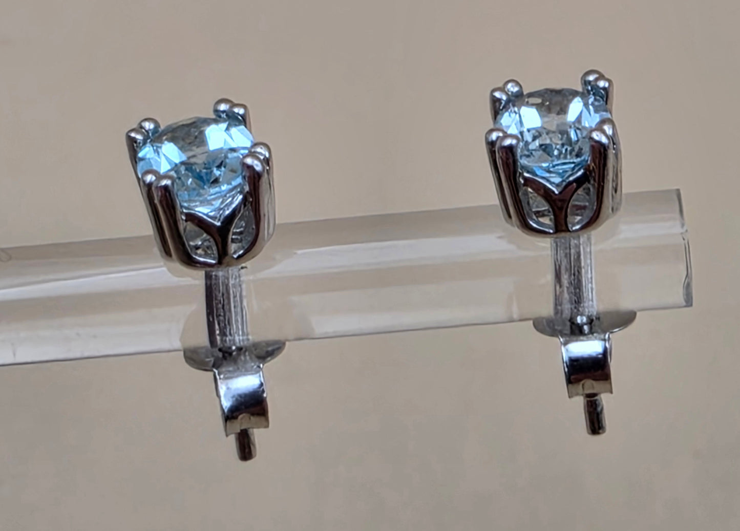 QVC Blue Topaz/Sterling Silver 5mm x 6mm Rectangle Stud Earrings