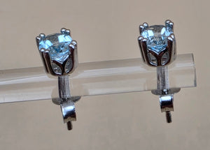QVC Blue Topaz/Sterling Silver 5mm x 6mm Rectangle Stud Earrings