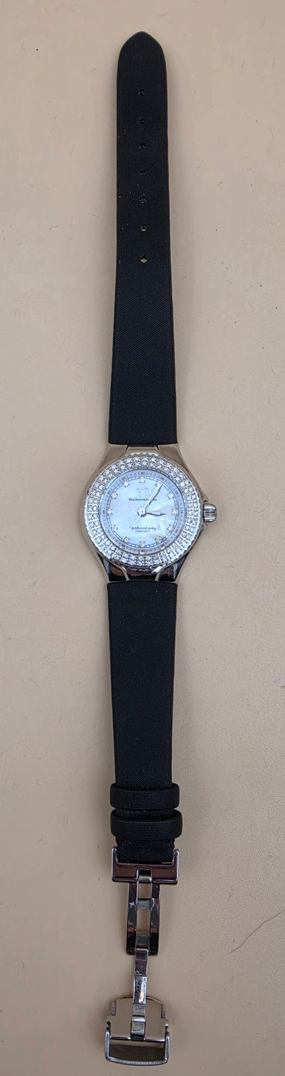 TECHNOMARINE TECH LADY TLSW Diamond Set/Mother Of Pearl/10ATM/Swiss Parts Y2K 5.5"-7.25" Women's Watch