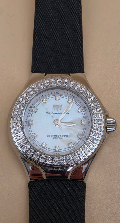 TECHNOMARINE TECH LADY TLSW Diamond Set/Mother Of Pearl/10ATM/Swiss Parts Y2K 5.5"-7.25" Women's Watch