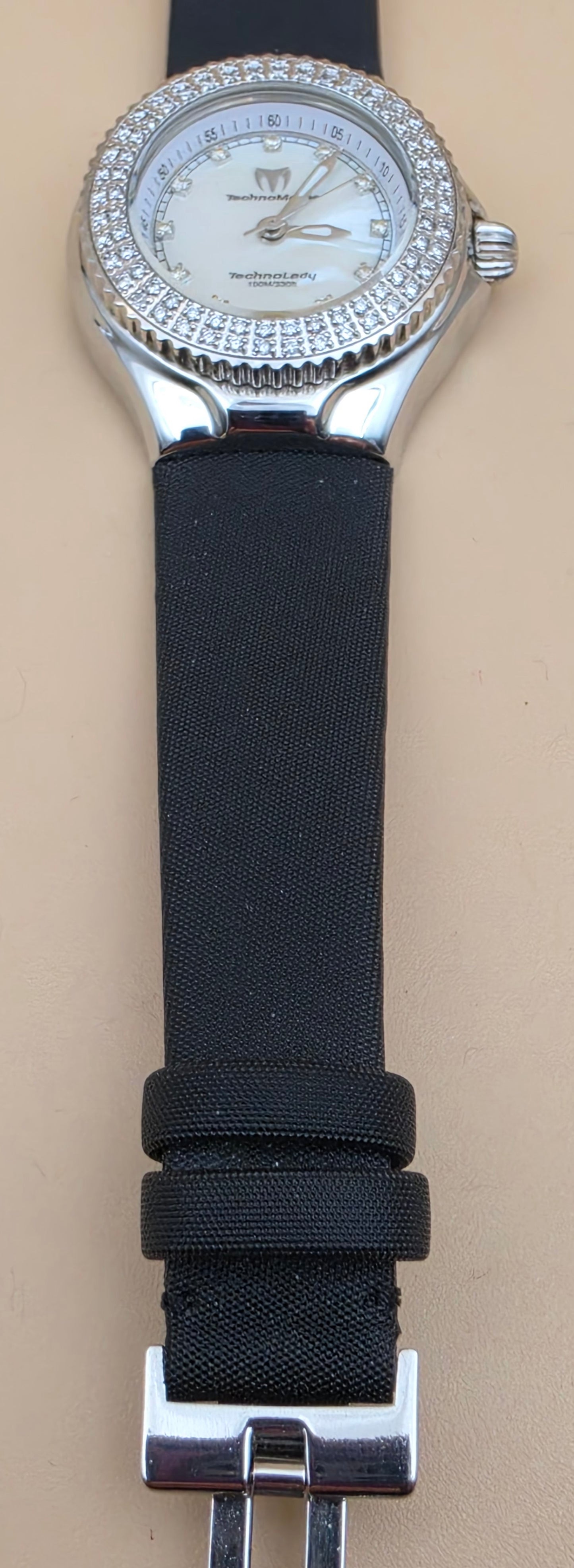 TECHNOMARINE TECH LADY TLSW Diamond Set/Mother Of Pearl/10ATM/Swiss Parts Y2K 5.5"-7.25" Women's Watch