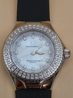 TECHNOMARINE TECH LADY TLSW Diamond Set/Mother Of Pearl/10ATM/Swiss Parts Y2K 5.5"-7.25" Women's Watch