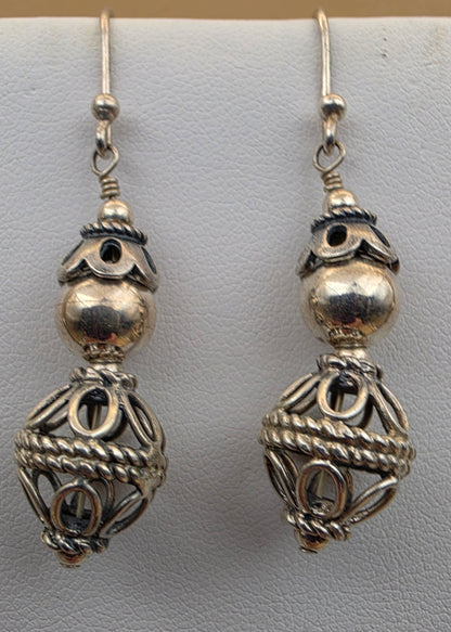 BA SUARTI 18" Sterling Silver/Balinese Style Vintage Necklace and Matching Earrings