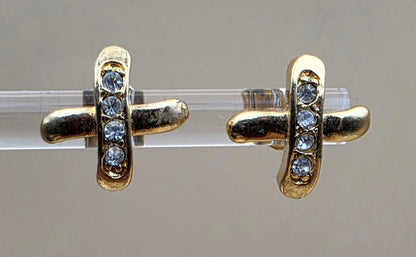 AVON X Stud "Sparkle Kiss"Goldtone/Rhinestone Stud Earrings