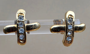 AVON X Stud "Sparkle Kiss"Goldtone/Rhinestone Stud Earrings