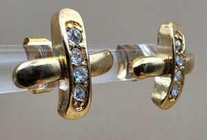 AVON X Stud "Sparkle Kiss"Goldtone/Rhinestone Stud Earrings