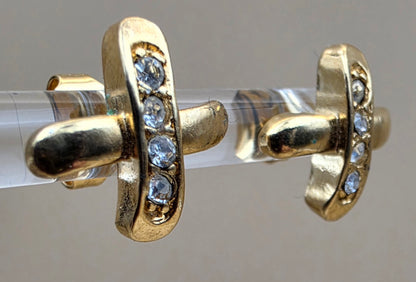 AVON X Stud "Sparkle Kiss"Goldtone/Rhinestone Stud Earrings