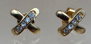 AVON X Stud "Sparkle Kiss"Goldtone/Rhinestone Stud Earrings