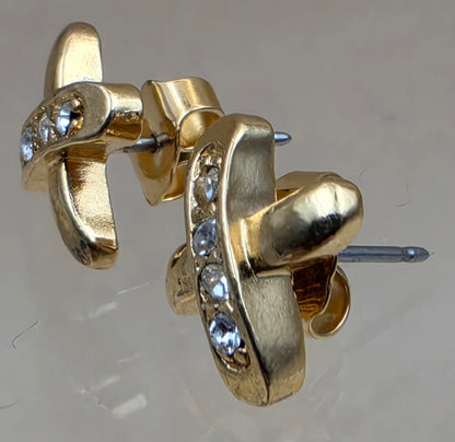 AVON X Stud "Sparkle Kiss"Goldtone/Rhinestone Stud Earrings