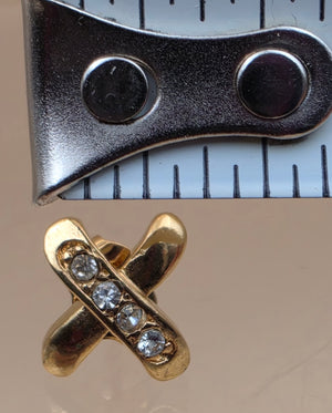 AVON X Stud "Sparkle Kiss"Goldtone/Rhinestone Stud Earrings