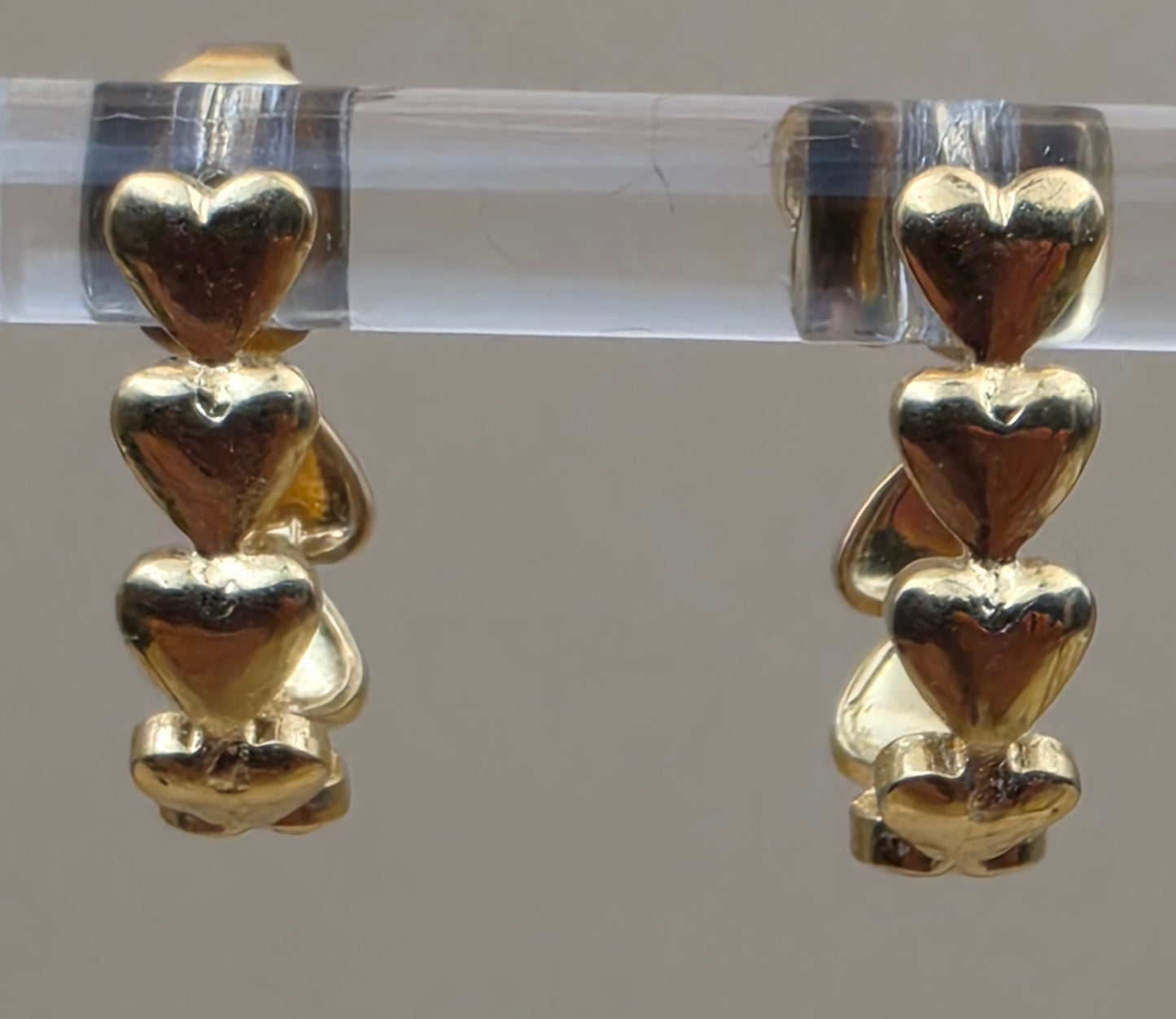 AVON Vintage 1991"Hearts Around Hoop" Goldtone Heart Half Hoop Earrings