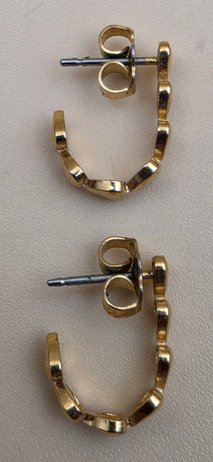 AVON Vintage 1991"Hearts Around Hoop" Goldtone Heart Half Hoop Earrings