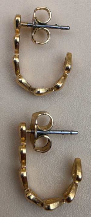 AVON Vintage 1991"Hearts Around Hoop" Goldtone Heart Half Hoop Earrings