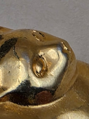 AVON Vintage  1992 "Frolicking Feline " Goldtone Playful Cat with Silvertone Yarn Ball Earrings