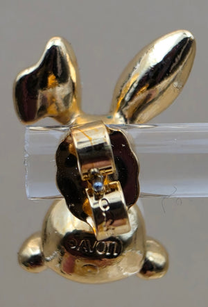 AVON "Pearly Bunny" Vintage 1994 Goldtone/Faux Pearl Stud Earrings