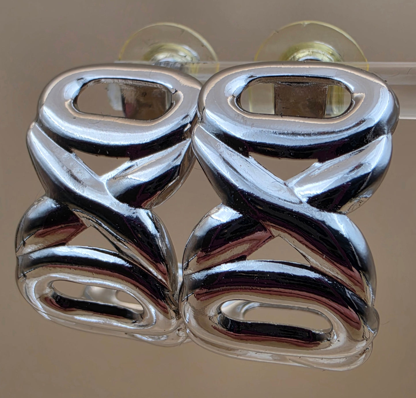 AVON Vintage 1990's "Modern Love Hoops" Silvertone Cutout 1" Half Hoop Earrings