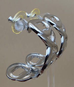 AVON Vintage 1990's "Modern Love Hoops" Silvertone Cutout 1" Half Hoop Earrings