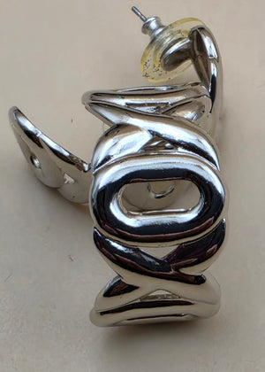 AVON Vintage 1990's "Modern Love Hoops" Silvertone Cutout 1" Half Hoop Earrings