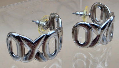 AVON Vintage 1990's "Modern Love Hoops" Silvertone Cutout 1" Half Hoop Earrings