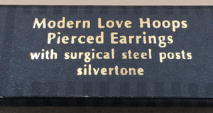 AVON Vintage 1990's "Modern Love Hoops" Silvertone Cutout 1" Half Hoop Earrings