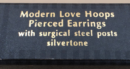 AVON Vintage 1990's "Modern Love Hoops" Silvertone Cutout 1" Half Hoop Earrings